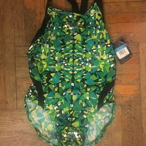 Speedo green print competition swimsuit 36/10